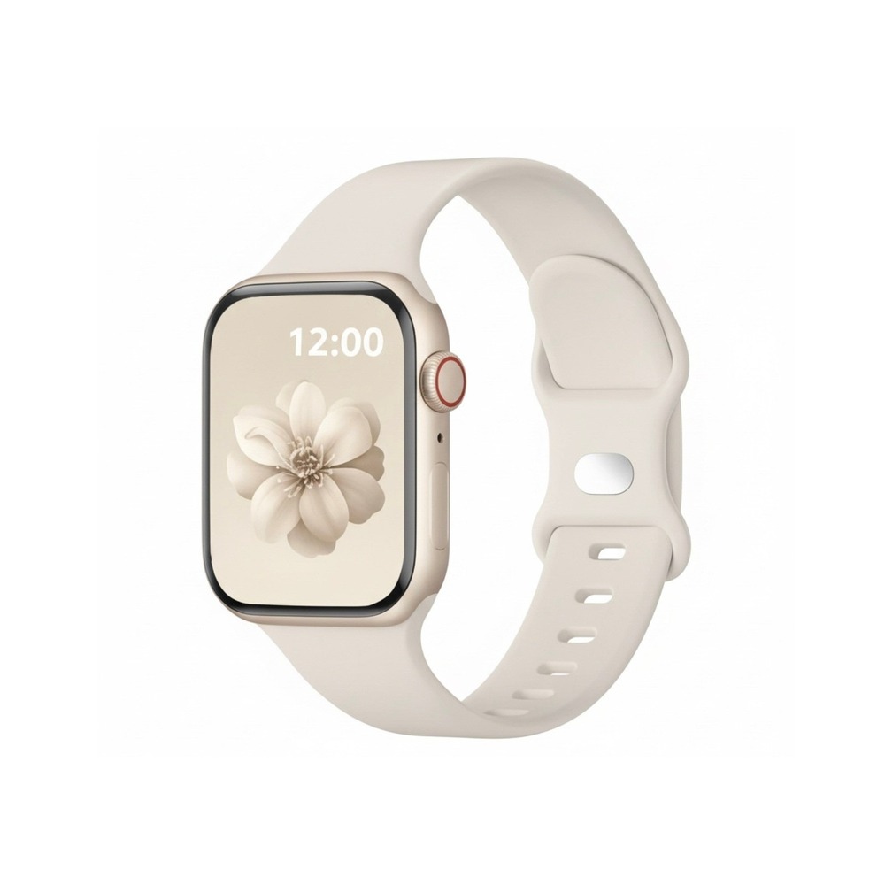 Apple iWatch Compatible Series 9-1 Sporty Chalk Silicone Watch Band 38/40/41mm